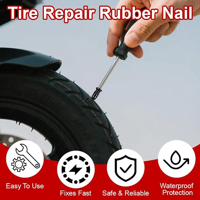 84pcs Tire Repair Rubber Nail Kit, Screw in Tire Plugs for Puncture & Hole, Emergency Screw-Type Plug Rubber Nails Tool Kit for Car, Motorcycle, Truck, Auto, Utv, Tractor Tubeless Flat Repair