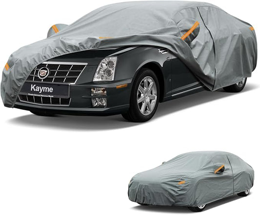 Kayme Heavy Duty Car Cover Custom Fit Cadillac STS(2004-2012), Waterproof All Weather for Automobiles, Full Exterior Covers Sun Rain UV Protection.