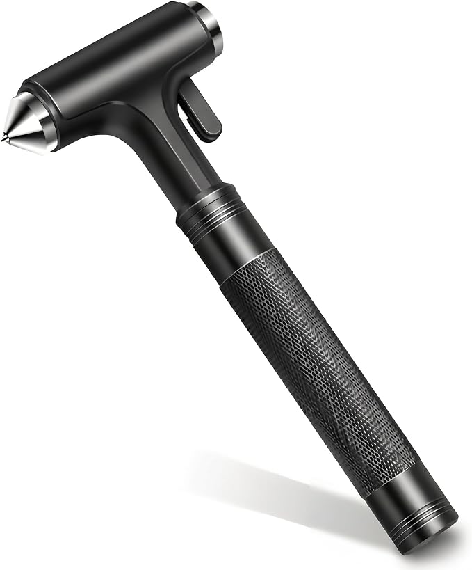 Tesla Glass Breaker Window Breaker Seatbelt Cutter Safety Hammer Car Window Breaker Tool Seatbelt Cutter Emergency Rescue Tools Metal Window Hammer Model Y/3/X/S Car Accessories (Black)