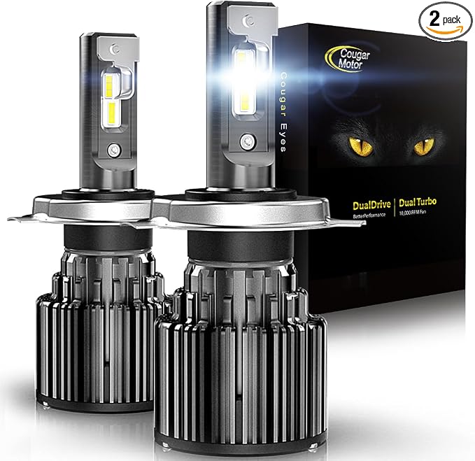 Cougar Motor H4 Auxiliary Fog Bulb, ATV UTV Only Use 300% Brighter 6000K White Adjustable Beam Quick Installation Plug and Play, Pack of 2