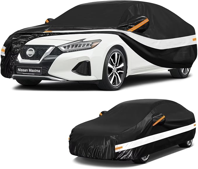 10 Layers Car Cover Custom Fit for Nissan Maxima (1988-2026), Waterproof All Weather for Automobiles, Outdoor Full Cover Sun Dust Rain Protection with Cotton. Black