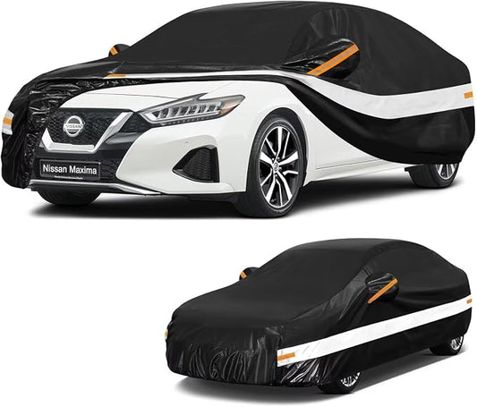 10 Layers Car Cover Custom Fit for Nissan Maxima (1988-2026), Waterproof All Weather for Automobiles, Outdoor Full Cover Sun Dust Rain Protection with Cotton. Black