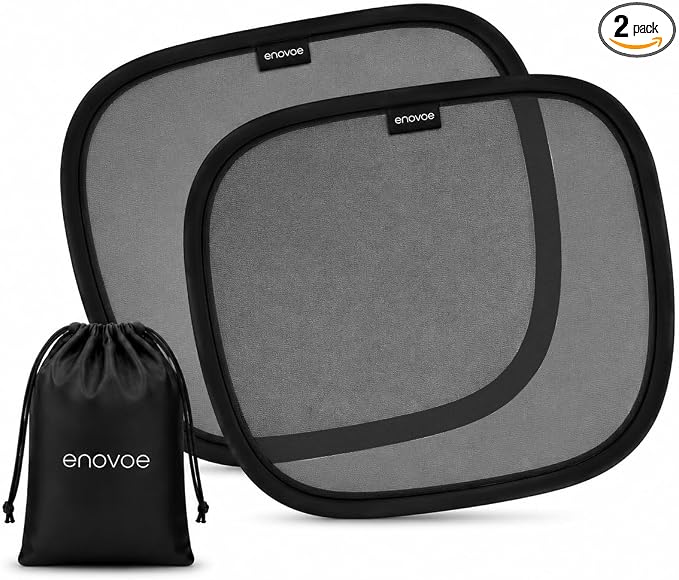 Enovoe Car Window Shades for Baby 2-Pack - 21" x 14" Inches Sun Shade Blocker, Cling Glare Shield and UV Rays Protection for Your Child - Side Windows Screens for SUV- Mesh Window Shades for car Baby