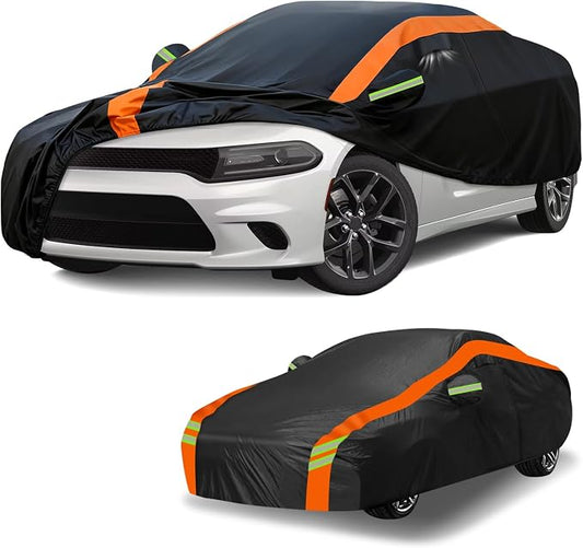 Universal Fit Car Cover for Sedan Length 194-208in, Waterproof Automobiles Cover All Weather Compatible with Lexus ES350, Tesla Model S, Toyota Avalon, Dodge Charger, Cadillac CTS