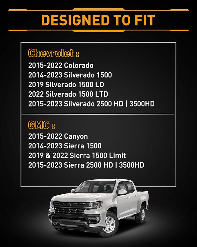 LESAUCE Full LED License Plate Light Lamp Assembly Fit for 2014-2023 Chevy Silverado GMC Sierra 15-22 Colorado Canyon Pickup Truck 6000K White, Plug N Play, 2PCS