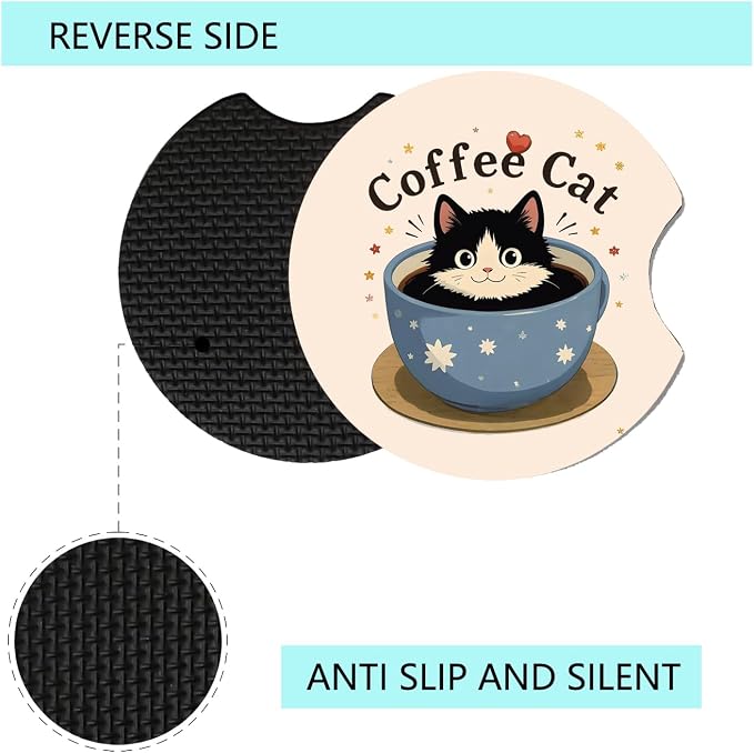 Car Cup Holder Coaster, Neoprene Universal Non-Slip Cup Holders, Car Accessories Interior for Women and Man Interior Sets 2 Pack (RYD-BD11)