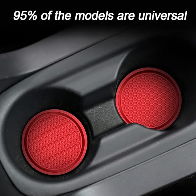 XINLIYA Car Cup Holder Coaster, 4 Pack 2.77 Inch Diameter Non-Slip Universal Insert Coaster, Durable, Suitable for Most Car Interior, Accessory for Women and Men (Red)