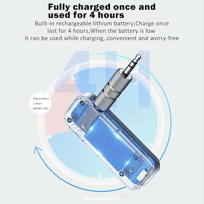 PWireless Bluetooth AUX Adpater for Car, 2 in 1 Bluetooth 5.0 Transmitter Receiver, 3.5mm Aux Audio Adapter, Wireless Audio Receiver for for Cars, Speakers, Stereo Systems and Headphones