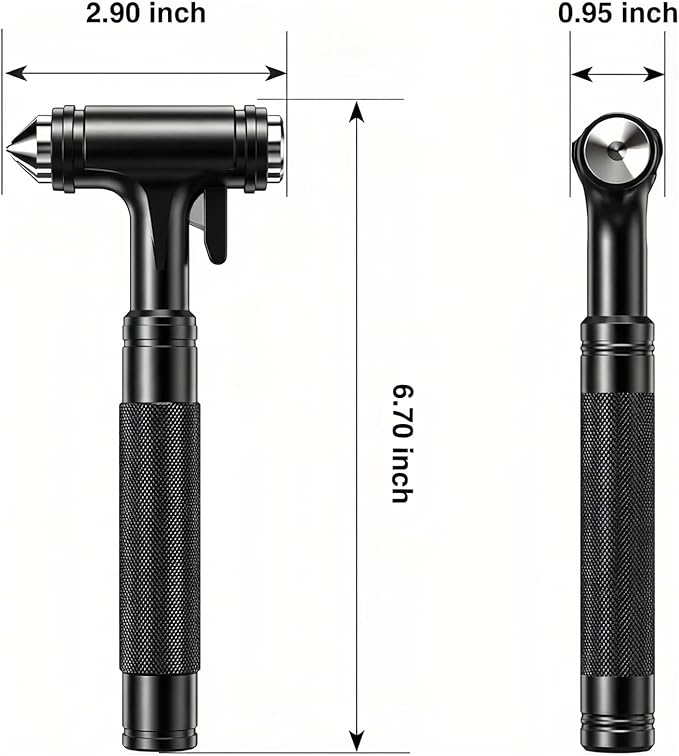 Tesla Glass Breaker Window Breaker Seatbelt Cutter Safety Hammer Car Window Breaker Tool Seatbelt Cutter Emergency Rescue Tools Metal Window Hammer Model Y/3/X/S Car Accessories (Black)