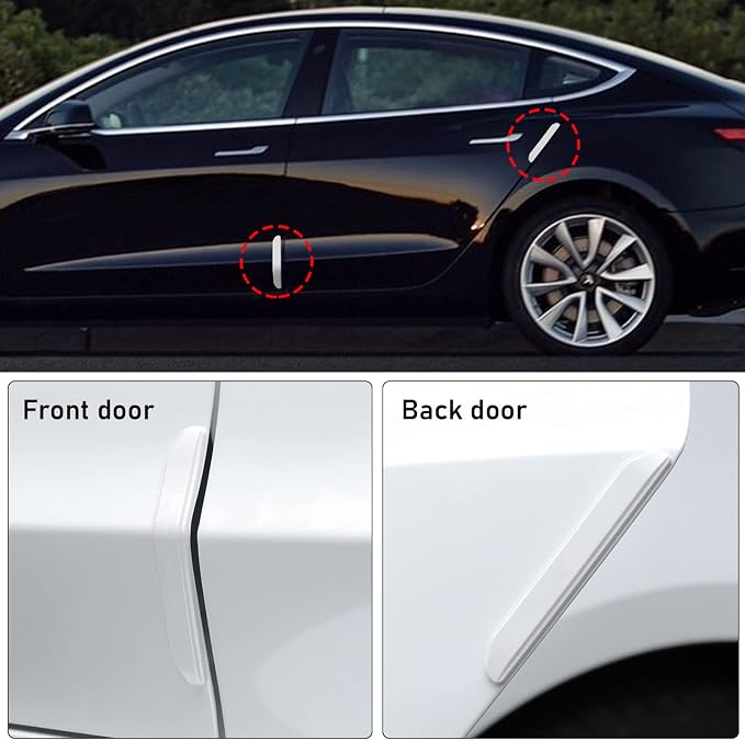 Compatible with Tesla Model 3 Door Edge Guards Protector,4 Pcs,White | Car Door Anti-Collision Strips for Model 3 2017 2018 2019 2020 2021 2022 2023 Scratch Guard Model 3 Door Protector Strip