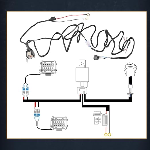 Wiring Harness 2 Lead, Nirider 12V 40A Rocker Switch Relay Fuse Nylon Wiring Harness Kit for LED Light Bars Fog Lights Work Lights Driving Lights Offroad LED Pods Wire Kit for Truck UTV ATV Boat