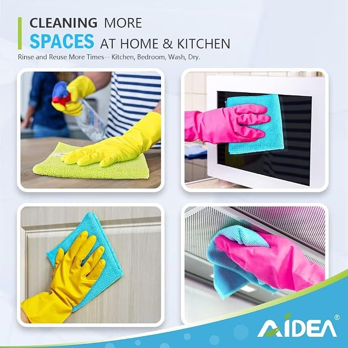 AIDEA Microfiber Cleaning Cloth-150PK, Microfiber Towels for Cars 12"x12" | Absorbent Cleaning Rags, Reusable Microfiber Towels Lint-Free, Dish Rags Streak-Free for Home /Kitchen /Window (Multicolor)