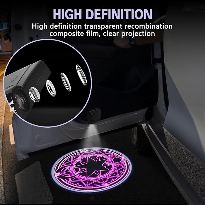 Zufoty 2PCS Car Door Light Projector, Wireless LED Car Door Paste Welcome Courtesy Light, LED Courtesy Ghost Shadow Welcome Lamp, Universal Car Accessories Fits Most Car SUV Truck