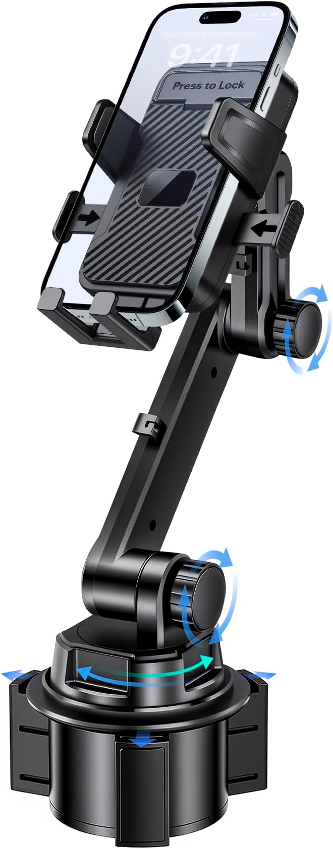 Cup Holder Phone Mount for Car,Adjustable Cup Mount Fits 4-7.2"Smartphones | Cup Holder Phone Mount for Car,Adjustable Cup Base 2.55"-3.66",Fits 4-7.2" iPhone & Android Phones,Stable for Cars SUV Trucks
