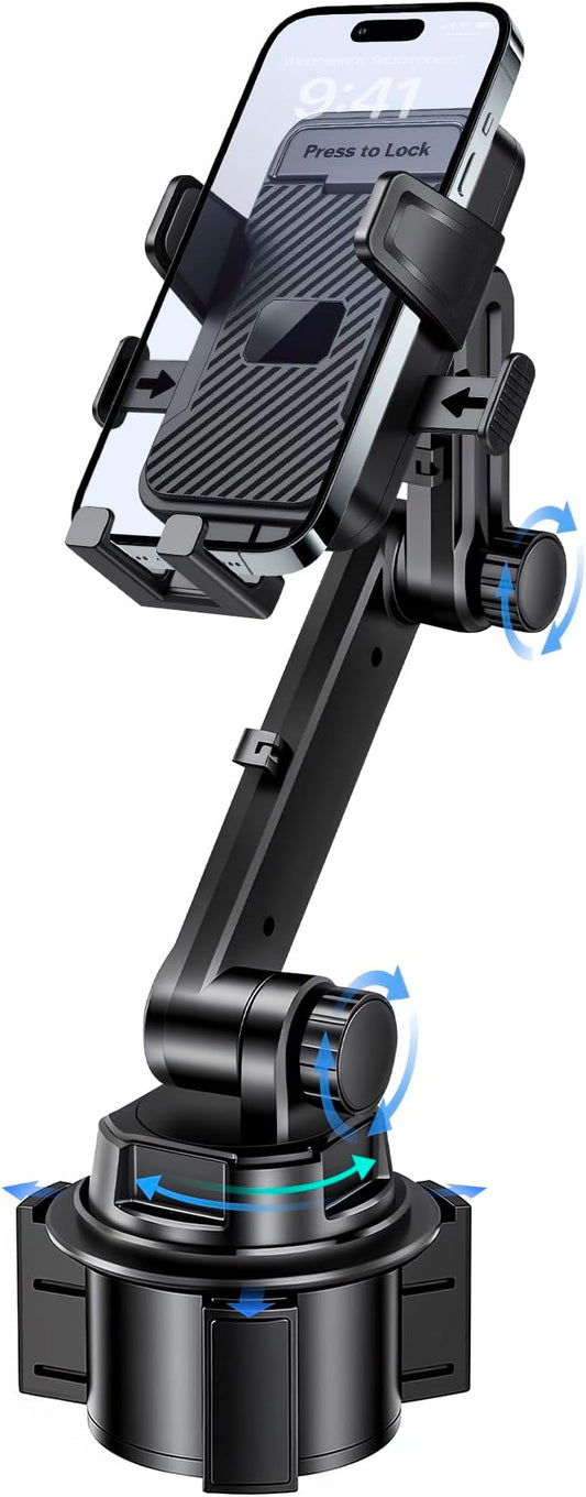 Cup Holder Phone Mount for Car,Adjustable Cup Mount Fits 4-7.2"Smartphones | Cup Holder Phone Mount for Car,Adjustable Cup Base 2.55"-3.66",Fits 4-7.2" iPhone & Android Phones,Stable for Cars SUV Trucks