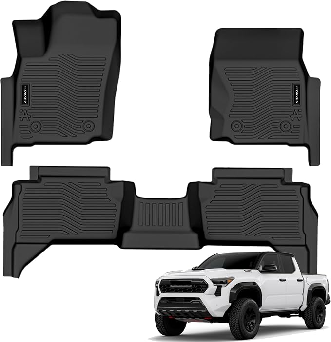 Auxko All Weather Floor Mats for Toyota Tacoma Double Cab 2024-2026 SR SR5 TRD Limted (Gas Only not Hybrid) TPE Liner Accessories Odorless Anti-Slip Interior Mat for 4th Gen Tacoma 4 Door Black