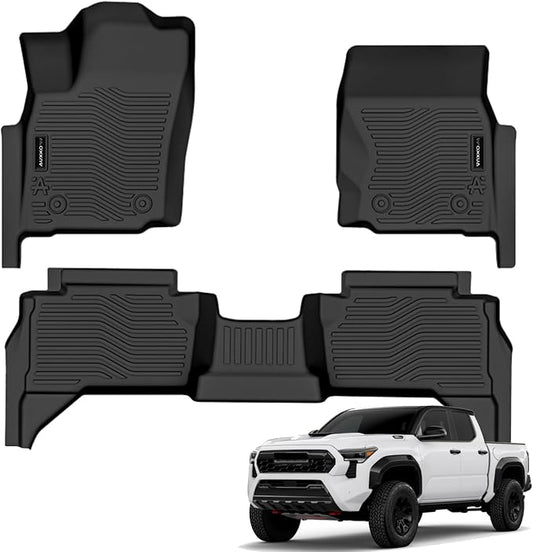 Auxko All Weather Floor Mats for Toyota Tacoma Double Cab 2024-2026 SR SR5 TRD Limted (Gas Only not Hybrid) TPE Liner Accessories Odorless Anti-Slip Interior Mat for 4th Gen Tacoma 4 Door Black