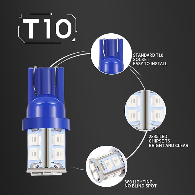 Pack-24 Car LED Bulb Kit Set, T10 31 mm 42 mm Interior Car Lights Bulbs Dome Light, Festoon Bulbs LED Replacement Bulbs for Car Dome Map Door Courtesy License Plate Lights (Blue)