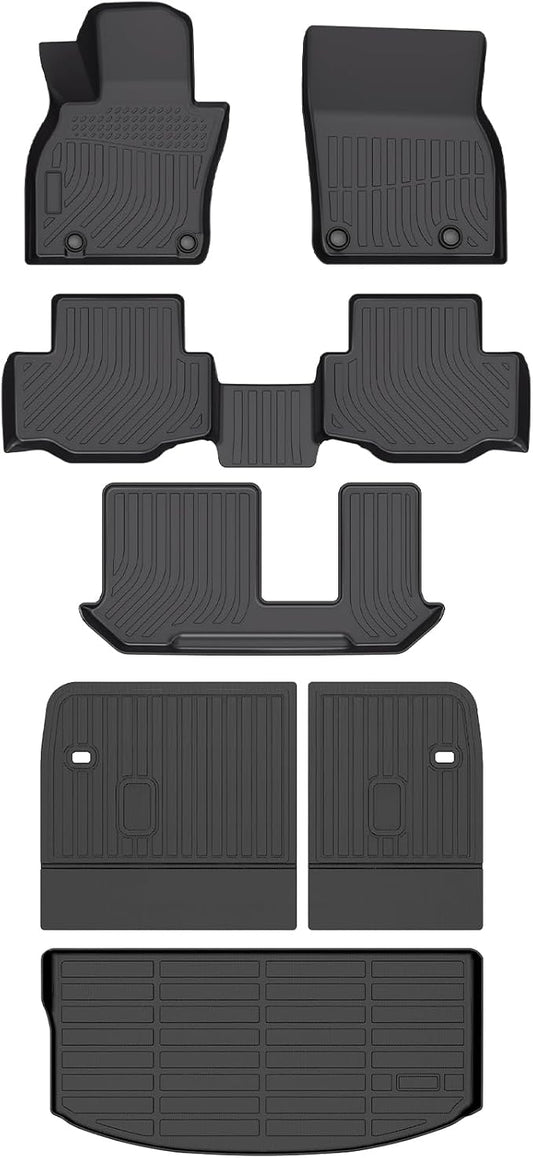 HAFIDI® Floor Mats & Backrest Mats & Cargo Mats for Mazda CX-90/CX-90 PHEV 2026 2025 2024 8 Seats with 2nd Row with Bench Seat, All Weather TPE Custom Fit Floor Liners for CX-90/CX-90 PHEV Car Mats