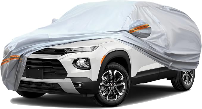 TUCAREST 6 Layers Full Car Cover for SUV- Waterproof, Insulated, Anti-UV, Snow-Proof, Anti-Wind, All-Weather, Thickened Protection, up to 180 in