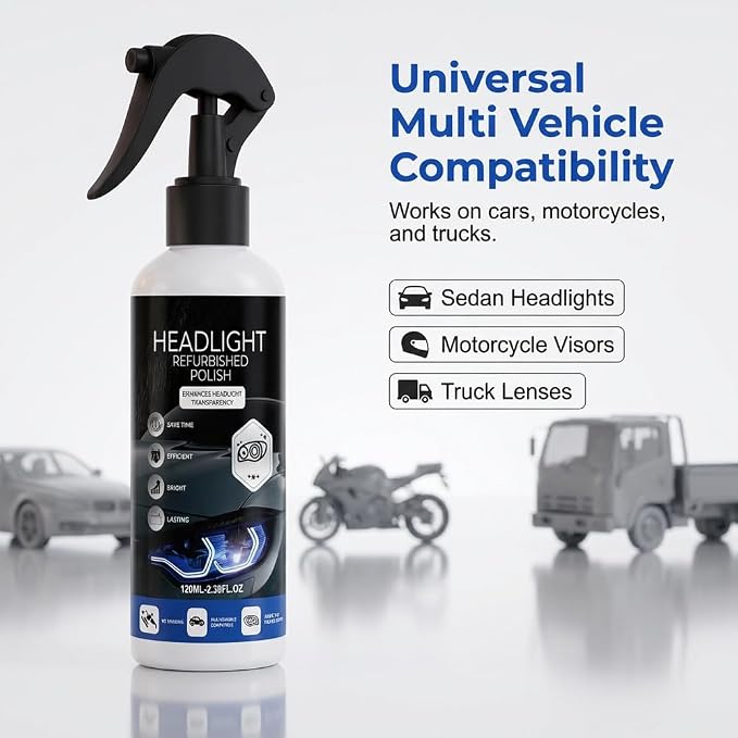 Headlight Restoration Kit No Sanding, Car Headlight Restorer for Cloudy Yellowed Lenses, Headlight Restoration Polish with Coating, Easy 3-Step for Cars Trucks SUVs (Set 2)