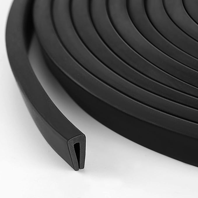 Kingdder Rubber Edge Trim 1/8" U Channel Sheet Metal Edge Protector Door 20 Feet Long Seal Strip Guard Weather Resistance Fits for Car Doors Steel Plates Glass Hatches Table Corners(Black)