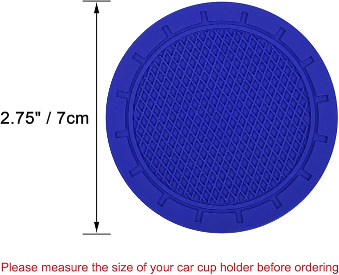 Car Coasters, Wisdompro 4 Pack PVC Car Cup Holder Insert Coaster - Anti Slip Universal Vehicle Interior Accessories Cup Mats for Women(2.75" Diameter, Blue)