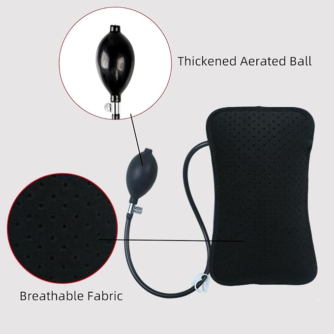 Inflatable Lumbar Support Pillow for Car Seat, Office Chair Bed, Home Use, with Air Pump Airbag Waist Brace Lumbar Traction Belt Back Support Cushion for Reducing Lower Back Pain
