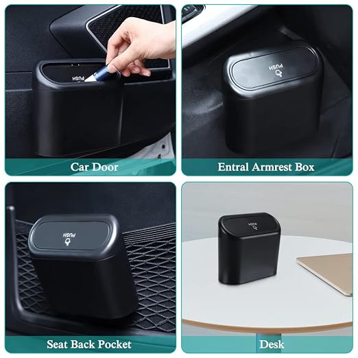 Accmor 2 Pack Car Trash Can with Lid, Mini Auto Dustbin, Leakproof Vehicle Garbage Bin with 90pcs Trash Bags, Multipurpose Interior Accessories Storage Container Cute Garbage Bin for Car, Office, Home