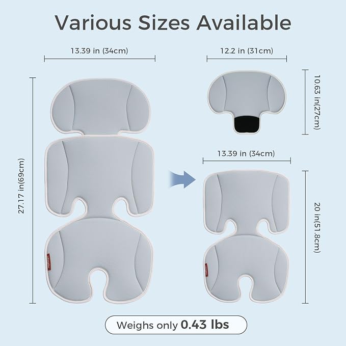 Momcozy Stroller Cooling Pad | Detachable 2-Piece Cooling Cushion | Universal Soft Cooler Pad, Breathable & Adjustable Car Seat Liner | Fits Strollers, Car Seat, Swing, High Chair, Bassinet