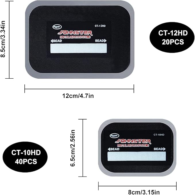 60 Pieces Tire Patches Heavy Duty 2.6 x 3.2 inche 3.4 x 4.8 Inche, Rubber Tire Patches Radial Tire Repair Patch Tire Plug Kit Emergency Repair Tool for Puncture Car Truck Bus Tractor Vehicle
