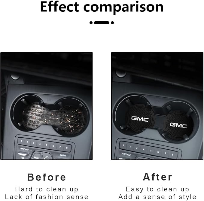 Car Cup Holder Coaster for GMC Sierra Denali Canyon Terrain Yukon Jimmy Acadia Recessed Silicone Cupholder Coaster Interior Accessories 2.75in 2Pack