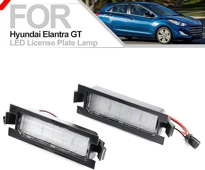 nsautolighting 2pcs LED License Plate Light for Hyundai Elan'tra GT Hatchback Accent l30 (GD) Error Free Led Rear Number Plate Tag Lights OEM Xenon White LED License Plate Light Assembly