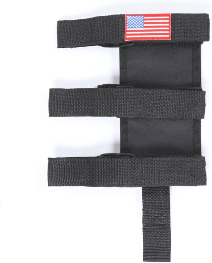 Voodonala Adjustable Roll Bar Fire Extinguisher Mount Holder 3 lb for Jeep Wrangler Unlimited CJ YJ LJ TJ JK JKU JL JLU 4XE,Black with USA Flag Pattern