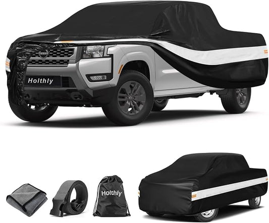 10 Layers Truck Cover Waterproof All Weather Custom Fit Nissan Frontier(2021-2026) King/Crew Cab Short Bed, Outdoor Full Exterior Pickup Car Cover Sun Rain Snow Ice Protection. Black