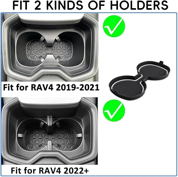 Auovo 3D Cup Holder Inserts for Toyota RAV4 Accessories 2025 2024 2023 2022 2021 2020 2019 Silicone Center Console Cup Holder Coaster Liner Mat Pad Interior Trims (White, 2pcs kit)
