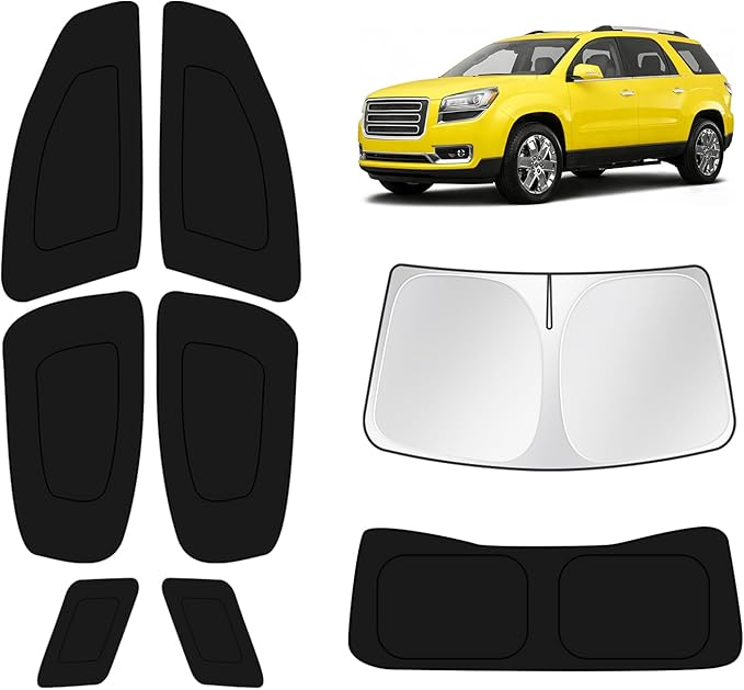 KUST Car Window Shades for GMC Acadia 2017-2022 2023 Windshield Sun Shade Side Window Cover UV Block Privacy Protection Accessories for Camping Blackout Rear Back Full Set 8PCS
