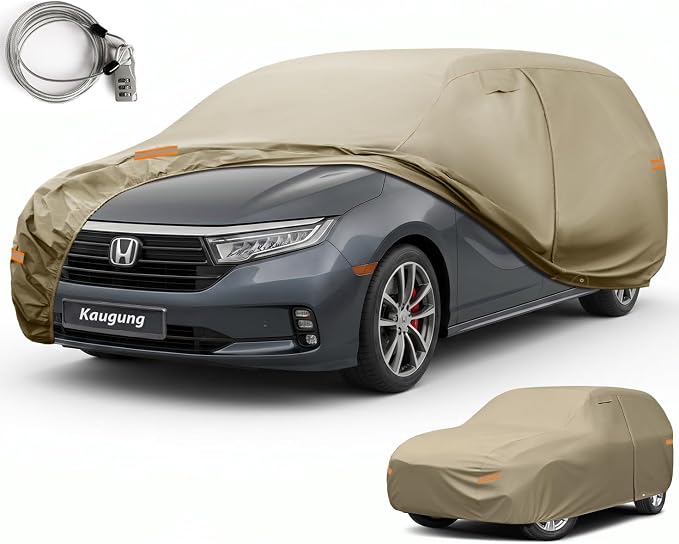 Kaugung Custom Fit Car Cover for Honda Odyssey Minivan (1999-2026), Heavy Duty All Weather Waterproof Outdoor Cover, Sun Rain Snow UV Protection with Driver Door Zipper & Air Vents