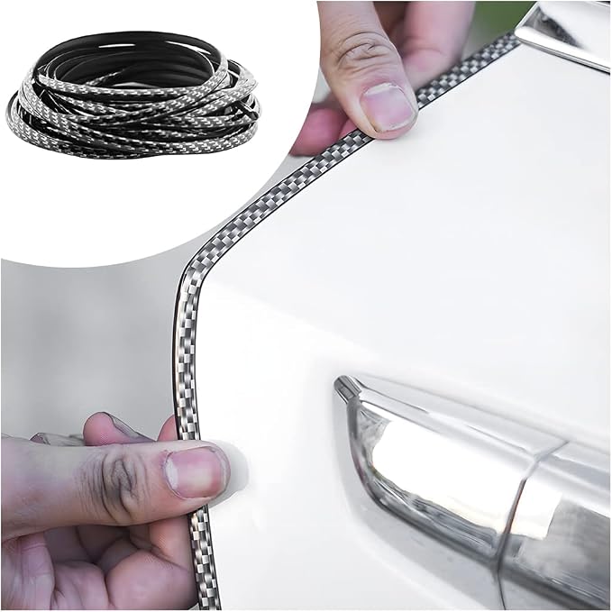 Blilo Car Door Edge Guards, 16Ft U Shape Door Edge Trim, Rubber Molding Auto Door Edge Seal Protector, Anti-Collision Vehicle Protection Accessories Universal for SUV, Truck, Van (Carbon Fiber)