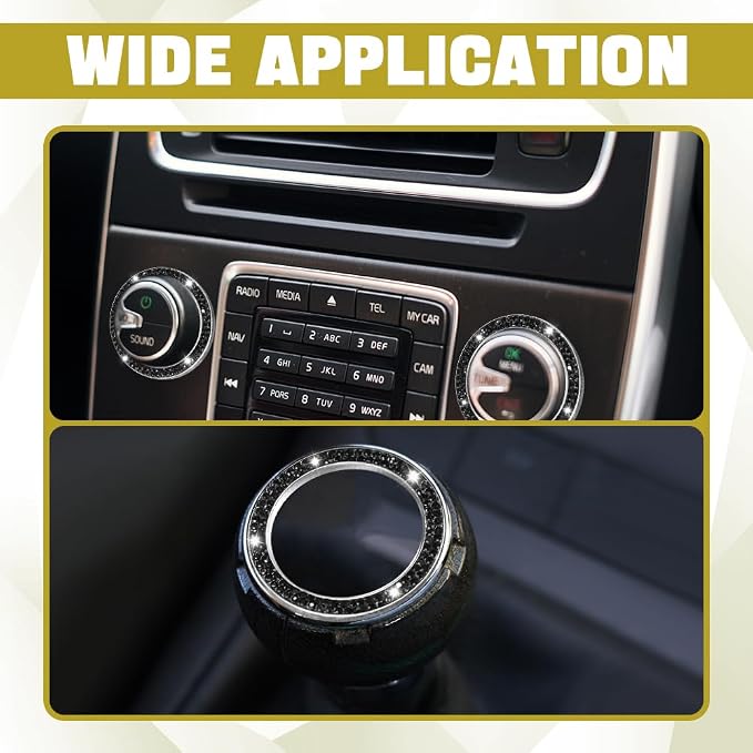 Crystal Rhinestone Engine Start Decals, Push to Start Button Cover, Key Ignition Knob Bling Ring, Bling Car Accessories for Women
