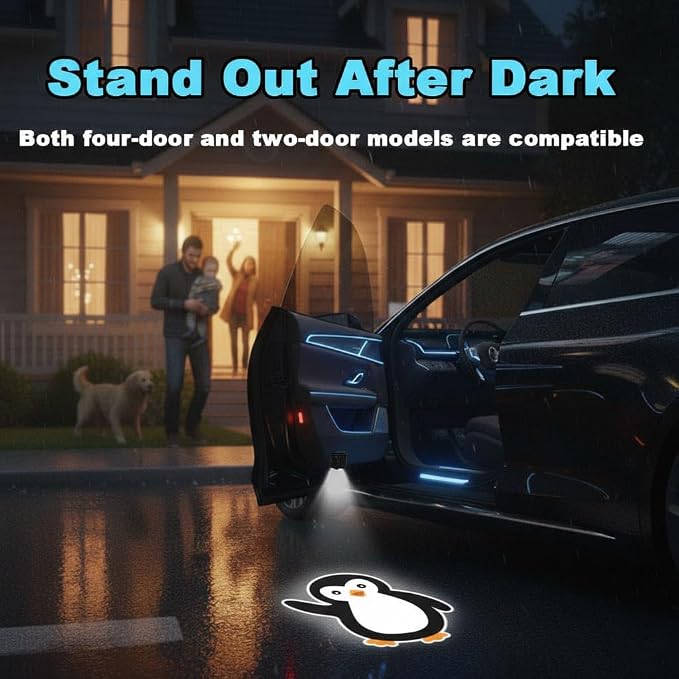2PCS Mushroom Frog Car Door Lights Projector,Wireless LED Welcome Puddle Lights,Magnetic Logo Projector Door Light Decor Car Accessories Frog Gifts for Women Men,Suitable for All Vehicles Motorcycle