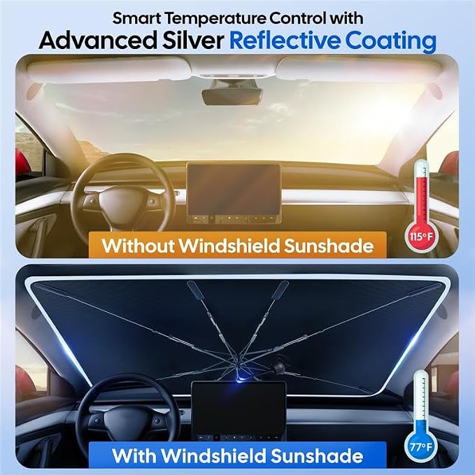 EcoNour Windshield Sunshade & Window Tint for Dodge Caravan 2008-2020 | Front Window Sun Shade UV Heat Shield | Foldable Car Windshield Sun Visor Protector Interior Cooling Accessories