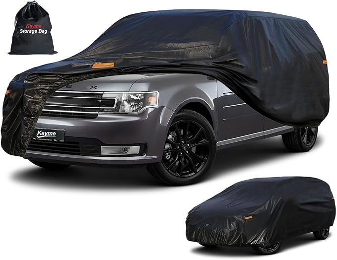 Kayme 10 Layers SUV Car Cover Waterproof All Weather [See Vehicle Size Chart for Accurate Fit] Heavy Duty Full Exterior Cover Outdoor Sun Rain Snow Wind UV Protection. Size S5 (See Size Chart)