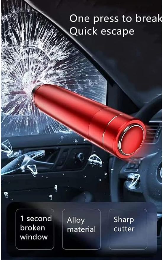 HHXS Car Glass Breaker and Seatbelt Cutter 4 Pack,Car Window Breaker Tool, Car Safety Hammer Escape Hammer with Tempered Glass Sample Universal Safe Hammer Emergency Hammer for Car(Red)