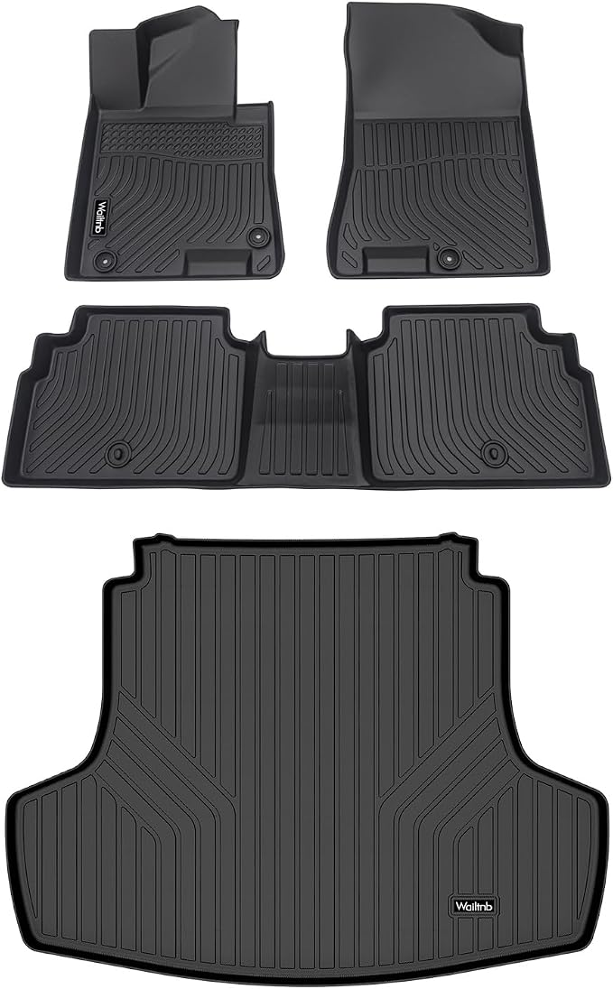 Wailtnb-Floor Mats & Cargo Mat for Kia K5 2021-2026 (FWD Only) & Hyundai Sonata (FWD and Gas Only) 2020-2025 2026 All-Weather Floor Liner Rubber Mat Protection Black