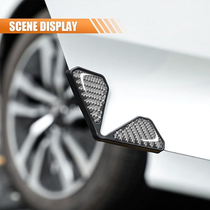 2PCS Car Door Protector Edge Guards for Door Corner, Carbon Fiber Anti-Collision Front Doors Corner Protector Self-Adhesive Sticker, Universal Vehicle Decoration Accessories (Silver)