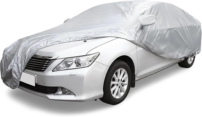ACROPIX 180T Gray Car Cover Waterproof All Weather Full Exterior Cover Rain Hail Sun Protector Car Cover Fit for Sedan Length 177-183 Inch - Pack of 1