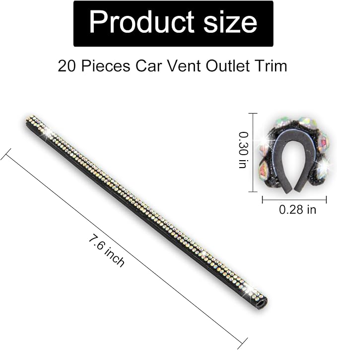 LivTee Bling Car Air Vent Outlet Moulding Trim, 10PCS Car Air Conditioner Decoration Strip, Bling Rhinestone Diamond Car Interior Accessories for Women and Teens, Colorful