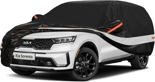 10 Layers SUV Car Cover Custom Fit for Kia Sorento (2012-2026) Waterproof All Weather for Automobiles, Outdoor Full Cover Sun UV Rain Protection with Cotton.Black