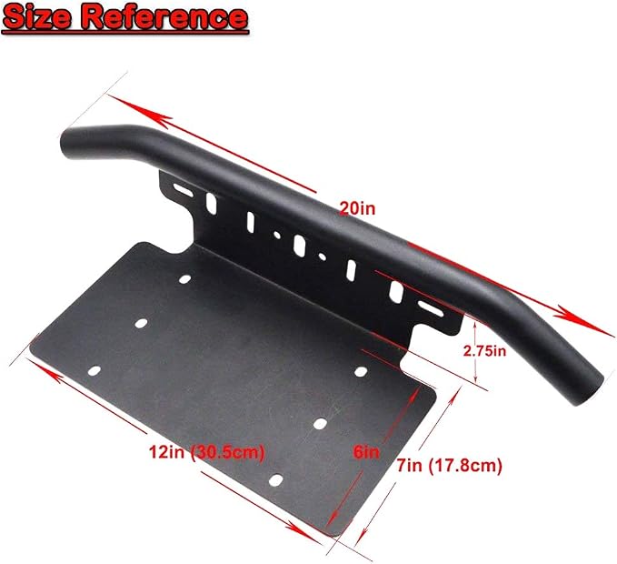 DaSen Front Bumper 6x12 inch Universal License Plate Holder Mounting Bracket Compatible with Off-Road LED Light Pod Compatible with Jeep Most ATV Truck Pickup